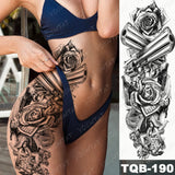Popxstar Large Arm Sleeve Tattoo Lion Crown King Rose Waterproof Temporary Tatoo Sticker Wild Wolf Tiger Men Full Skull Totem Fake Tatto