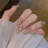 Popxstar Spring Centerpiece Ideas Short Square Acrylic Nails Spring Dip Nails 24pcs Rhinestone Design Fake Nails Shiny Bridal Women Lady Party Nail DIy Decorations Press On Nail Tips False Nail Patch