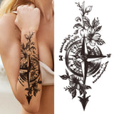 Popxstar Black Forest Tattoo Sticker For Men Women Children Tiger Wolf Death Skull Temporary Tattoo Fake Henna Skeleton King Animal Tatoo