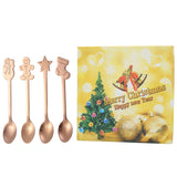 Popxstar New Year Gifts 4pcs Creative Stainless Steel Coffee Spoon Christmas Decoration for Home Xmas Party Supply Navidad Decor