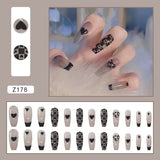Popxstar 24Pcs Brown Pink Wavy Lines Detachable Long Ballerina False Nails With Glue Press On Fake Full Cover Nail Tips Manicure Tools