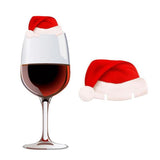 Popxstar 10PCS New Christmas Decorations Wine Glass Hats Card Champagne Red Wine Christmas Hat  Card Decoration Party Holiday Decorations