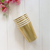 Popxstar 8pcs Golden Cup Party Paper Disposable Tableware Birthday Party Dinner Plate Polka Dot Striped Cup