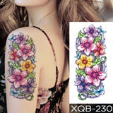 Waterproof Temporary Tattoo Sticker Blue Rose Peony Flowers Flash Tattoos Cross Rosary Body Art Arm Fake Sleeve Tatoo Women Men