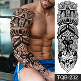 Popxstar Full Arm Temporary Tattoos Large Black Totem Trial Boys Tatoo Fake Waterproof Skull Lion Sleeve Tattoo Stickers Body Art Makeup