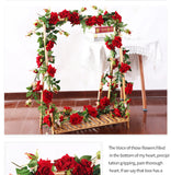 Popxstar New Year Wedding Decoration Artificial Flowers for Decor High Quality Royal Rose Fake Flower Vine Xmas Party Hotel Home Decor