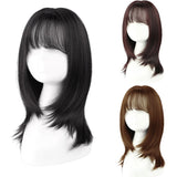 Popxstar short wigs with air bangs hair bob curly tail wigs synthetic hair natural black color hair wigs for women party