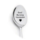 Popxstar Valentines Day Gift Anniversary Gift for Boyfriend Stainless Steel Spoon Good Morning Handsome Present  Wedding Gifts