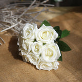 Popxstar 9 head / Bundle Simulated Rose Bouquet Wholesale Fake Flowers Wedding Handhold Flowers Home Decoration Simulated Plant Supplies