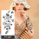 Popxstar fake henna tattoo mandala lotus flowers jewery arabic indian egyptian tattoo sleeve hand finger breast tatoo black waterproof