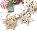 Popxstar 6pcs Vintage Christmas Snowflakes Wooden Pendants Wood Craft Kids Toys Christmas Decorations for Home Tree Ornaments New Year