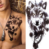 Popxstar Black Forest Tattoo Sticker For Men Women Children Tiger Wolf Death Skull Temporary Tattoo Fake Henna Skeleton King Animal Tatoo