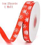 Popxstar Christmas Polyester Ribbon Christmas Bronzing Printed New Year Gifts Wrapping Ribbon for Christmas Decoration DIY Sewing Fabric