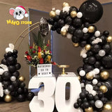 Popxstar 5/10/12/18 Inch Black Balloons Flashing Metallic Balloon Happy Birthday Party Decorations Adult Wedding Decor Helium Globos Toys