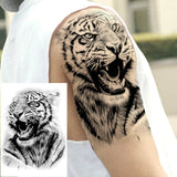 Popxstar Africa Serengeti Lion Temporary Tattoo Black Indian Warrior Waterproof Flash Tattoo Sticker Tribal Mighty Tiger Tatoo Men Women