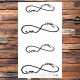 Popxstar Waterproof Black Infinity Tattoo Feather Bird Women Body Hand Art Drawing Temporary Tattoo Stickers Men Finger Tatto Small Paste