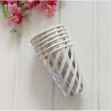 Popxstar 8pcs Golden Cup Party Paper Disposable Tableware Birthday Party Dinner Plate Polka Dot Striped Cup