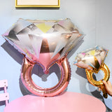 Popxstar New Year Valentine's Day 1pc Rose Gold Diamond Ring Foil Balloons Bride to Be Balloon Valentines Day Wedding Decorations Engagement Party Supplies