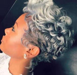 Popxstar Synthetic Hair Women Short Curly African American Wig Machine Made