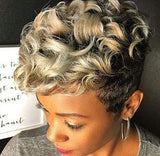 Popxstar Synthetic Hair Women Short Curly African American Wig Machine Made