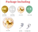 Popxstar 119Pcs Vintage Green White Gold Latex Balloon Garland Arch Kit for Kids Jungle Birthday Party Baby Shower Wedding Decorations