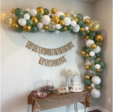 Popxstar 119Pcs Vintage Green White Gold Latex Balloon Garland Arch Kit for Kids Jungle Birthday Party Baby Shower Wedding Decorations