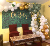 Popxstar 119Pcs Vintage Green White Gold Latex Balloon Garland Arch Kit for Kids Jungle Birthday Party Baby Shower Wedding Decorations