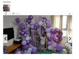 Popxstar 141pcs Macaron Purple Wedding Balloon Garland White Chrome Silver Balloons Arch Kit Valentine's Day Anniversary Birthday Decor