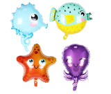 Popxstar Valentine's Day 44pcs Sea World Ocean Animal Balloons Set 1 2 3 4 5 6 7 8 9 Birthday Party Decorations Kids Baby Shower Boy Under The Sea Party