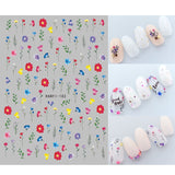 Popxstar black Glue Stickers Spring Summer Daisys Sunflowers Nail Decals Decoration For Nail Art Manicure Beauty