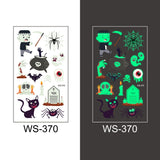 Popxstar Halloween Tattoo for Children Glowing Dark Taty Waterproof Fake Luminous Tattoo Stickers Body Art Cartoon Tattoo 105*60 Mm