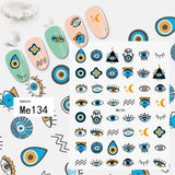 Popxstar Nail Art Stickers Water Decals Eyes Stripe Nail Art Decorations for Manicure Accessories Press on Nails Foil Stickers and Decals
