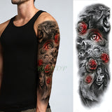 Popxstar Teenagers over Knee Tattoo Men Small Men's Tattoos Waterproof Temporary Tattoo Sticker Anubis Ancient Egypt Dog Roma Clock Eye Full Arm Fake Tatto Flash Tatoo Sleeve for Men Women