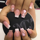 Popxstar Spring Centerpiece Ideas Short Square Acrylic Nails Spring Dip Nails  24pcs/box Fake Nails With Design Tai Chi White Black Full Cover Acrylic Press On Fake Nails Sets With Glue Long Artifical Nails