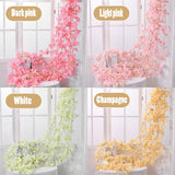 Popxstar 1.8M Silk Sakura Cherry Blossom Vine Lvy Wedding Arch Decoration Layout Home Party Rattan Wall Hanging Garland Wreath Slingers