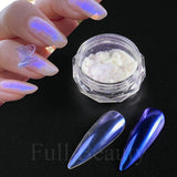 Mirror Nail Powder Pigment Pearl White Rubbing on Nail Art Glitter Dust Chrome Aurora Blue Manicure Holographic Decorations