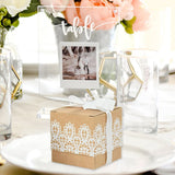 Popxstar 10Pcs Square Kraft Paper Candy Box With Rope Wedding Favor Lace Chocolate Box For Birthday Baby Shower Party Gift Pakcing Decor