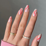 Popxstar 24pcs/Box False Nails Almond Coffee Color Design Artificial Ballerina Fake Nails With Glue Full Cover Nail Tips Press On Nails