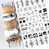 Popxstar Back Glue Nail Stickers Transparent White Black Florals Butterflys Decals For Nail Art Manicure Beauty Decoration