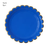 Popxstar Royal Blue Disposable Tableware Set Party Paper Straws Cups Plates Carnival Wedding Decoration Baby Shower Birthday Party Supply