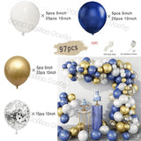 Popxstar Macaron Blue Balloon Garland Arch Kit Birthday Wedding Party White Grey Latex Gender Reveal Baby Shower Decoration Balloons