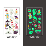 Popxstar Halloween Tattoo for Children Glowing Dark Taty Waterproof Fake Luminous Tattoo Stickers Body Art Cartoon Tattoo 105*60 Mm