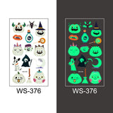 Popxstar Halloween Tattoo for Children Glowing Dark Taty Waterproof Fake Luminous Tattoo Stickers Body Art Cartoon Tattoo 105*60 Mm