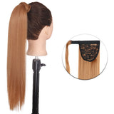 Popxstar Synthetic Corn Wavy Long Ponytail  Hairpiece Wrap on Clip Hair Extensions Ombre Brown Pony Tail Blonde Fack Hair