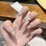 Popxstar Spring Centerpiece Ideas Short Square Acrylic Nails Spring Dip Nails 24pcs Rhinestone Design Fake Nails Shiny Bridal Women Lady Party Nail DIy Decorations Press On Nail Tips False Nail Patch