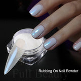 Mirror Nail Powder Pigment Pearl White Rubbing on Nail Art Glitter Dust Chrome Aurora Blue Manicure Holographic Decorations