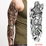 Popxstar Teenagers over Knee Tattoo Men Small Men's Tattoos Waterproof Temporary Tattoo Sticker Anubis Ancient Egypt Dog Roma Clock Eye Full Arm Fake Tatto Flash Tatoo Sleeve for Men Women