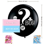 Popxstar Boy or Girl Gender Reveal Party Decoration 36'' Giant Black Latex Balloon Blue Pink Confetti Baby Shower Globos Supplies