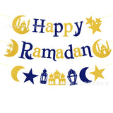 Popxstar Elegant Blue Eid Banner Happy Eid Mubarak Islamic Muslim Party Decor Ramadan Kareem Eid AL Adha Decor For Home