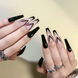 Popxstar Pink Cow Design False Nail French Full Cover Long Coffin Fake Nails Glue DIY Manicure Nail Art Tools Press on Nails Nail Tips Halloween